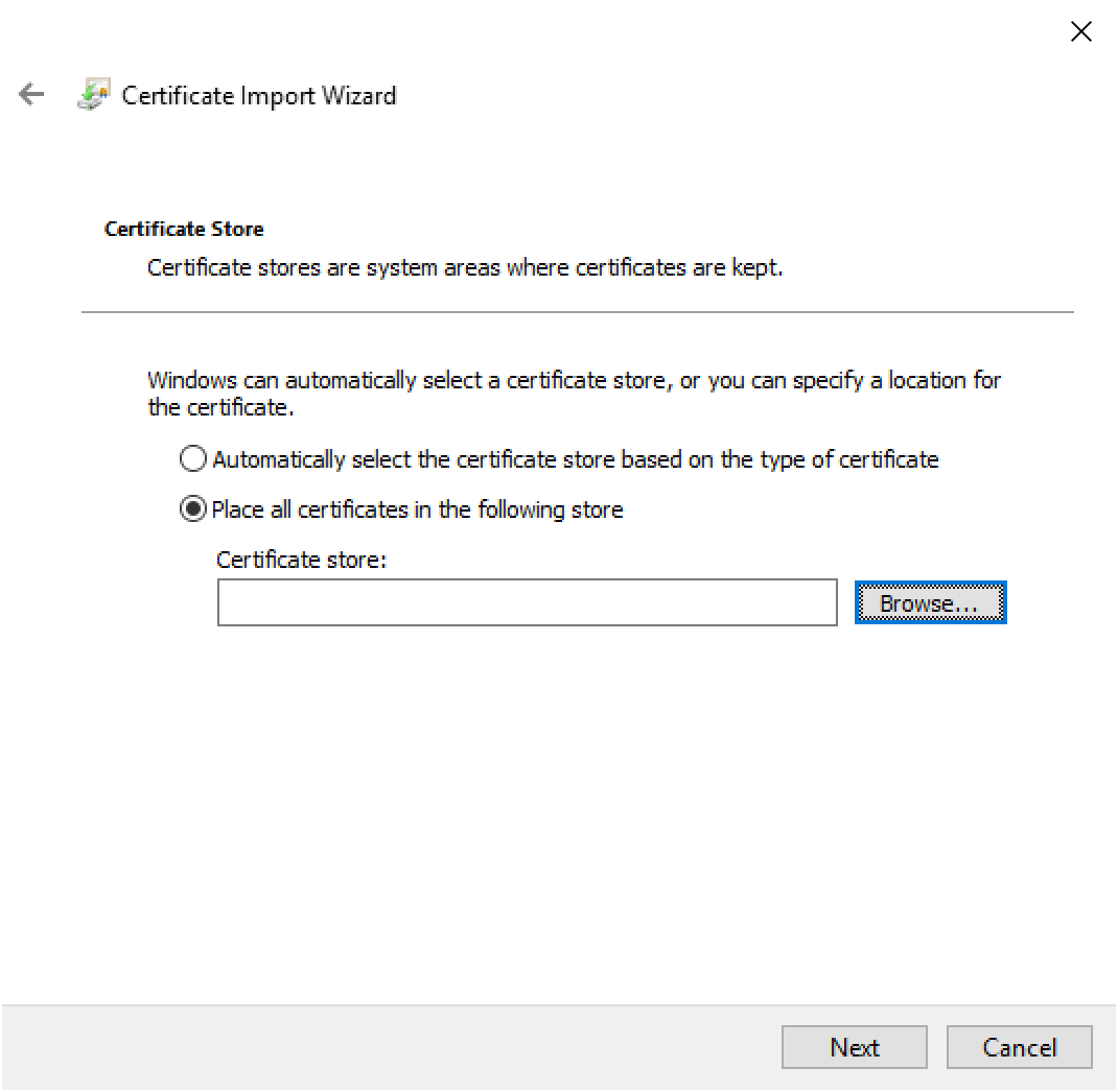 Windows Certificate Import Wizard